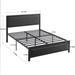Metal Bed Frame with Linen Upholstered Nailhead Headboard, Platform Bed with 12.6" Under Bed Storage, No Box Spring Needed