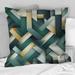 Designart "Green And Gold Geometric Chic Pattern" Geometric Printed Throw Pillow