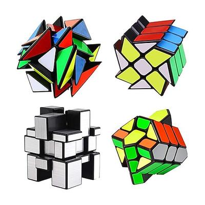 Ensemble de 4 cubes qiyi - inclus 3x3 cube puzzle angle de fluctuation - 2x3 cube puzzle roue - 3x3 cube puzzle miroir 6 couleurs - 3x3 cube puzzle roi carré