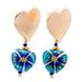 '14k Gold-Plated Dangle Earrings with Hand-Painted Flowers'