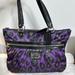 Coach Bags | Coach Black Poppy Purple Animal Print Satin Satchel Tote F20048 Handbag | Color: Black/Purple | Size: Os