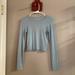 American Eagle Outfitters Tops | American Eagle Soft Blue Ribbed Crop Long Sleeve Xs | Color: Blue | Size: Xs