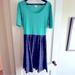 Lularoe Dresses | Lularoe Nicole Dress Two Tone Teal Green And Navy Blue With Hot Pink Arrows | Color: Blue/Green | Size: M