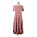 Lularoe Casual Dress - Midi Crew Neck Short sleeves: Pink Print Dresses - Women's Size Small