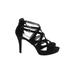 REPORT Heels: Strappy Stiletto Boho Chic Black Solid Shoes - Women's Size 8 - Open Toe