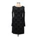 Jessica Howard Casual Dress - Shift Scoop Neck Long sleeves: Black Print Dresses - Women's Size 6