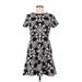 Tiana B. Cocktail Dress - A-Line Crew Neck Short sleeves: Black Print Dresses - Women's Size 8