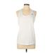 Reebok Active Tank Top: White Solid Activewear - Women's Size Large