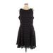 Elle Casual Dress - A-Line Crew Neck Sleeveless: Black Print Dresses - Women's Size X-Large