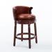 Darby Home Co Aavni Swivel 26" Counter Stool Wood/Leather/Genuine Leather in Brown | 21.7 W x 21.7 D in | Wayfair 95E5C90D76034A749167D4C2ECDABAFC