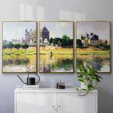 Wildon Home® Monet - 3 Piece Floater Frame Print on Canvas Canvas, Solid Wood in Blue/Green/Yellow | 24 H x 48 W x 2 D in | Wayfair