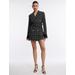 Women's Elodie Belted Tweed Blazer Dress in Black Combo / L | BCBGMAXAZRIA