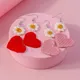 Aihua-Boucles d'oreilles coeur rouge faites à la main pour femmes et filles boucles d'oreilles