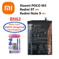 Batterie de téléphone d'origine pour Xiaomi POCO M3 Redmi 9T et Redmi Note 9 version 4G 2024 mAh