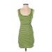 Bailey Blue Casual Dress - Mini Scoop Neck Sleeveless: Green Stripes Dresses - Women's Size Small