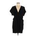 Zara Casual Dress - Mini Plunge Short sleeves: Black Print Dresses - Women's Size Medium