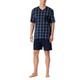 Schiesser Herren Schlafanzug kurz V-Ausschnitt-Nightwear Set Pyjamaset, Nachtblau_181161, 52