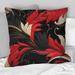 Designart "Red & Balck Gloden Hollywood Glam Floral Pattern I" Floral Printed Throw Pillow