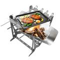 Camping Essential Clearance -Folding Portable Barbecue Charcoal Grill Barbecue Desk Tabletop Outdoor Stainless Steel Smoker BBQ For Outdoor Cooking Camping Picnics Beach Feature: Outdoor Travel