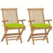 moobody Patio Chairs with Bright Green Cushions 2 pcs Solid Teak Wood