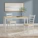 3-Piece Dining Set, 48" Rectangle Wood Table and Slat Back Chairs