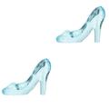 2pcs Delicate Crystal Heels Mini Doll Crystal Shoe High Heels Ornament Desktop Decor