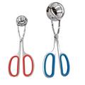 stainless steel clip 2pcs Stainless Steel Meat Ball Clip Convenient Meatball Clip Kitchen Meat Ball Clip for Home Restaurant (S Size Red + L Size Blue)