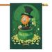 St. Patrick s Day Outdoor Flags Holiday Garden Flag Shamrocks Leprechaun Elf House Flag 28 Ã—40 Burlap Vertical Double Sided Garden Flags for Home Garden Decorations