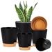 QCQHDU Plant Pots 7/6.5/6/5.5/5 Inch Self Watering Planters for Indoor Plants with Drainage Hole Pack of 5 Plastic Planters Cactus Succulents Pot (Black)