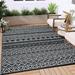 CAROMIO Outdoor Plastic Straw Rug Patio Decor Camping Mat Bohemian Outdoor Mat Modern Washable Rug Stain Resistant Waterproof Carpet 6 x 9 Black White