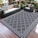 CAROMIO Outdoor Plastic Straw Rug Patio Decor Camping Mat Bohemian Outdoor Mat Washable Rug Stain Resistant Waterproof Carpet 9 x 12 Gray