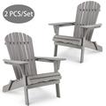 Adirondack Chair Legahome 2 Pcs Outdoor Folding Adirondack Chair Outdoor Wooden Adirondack Chair Set of 2 Weather Resistant Patio Furniture Chair Set for Deck Garden Backyard Gray