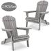 Adirondack Chair Set of 2 Legahome 2 Pcs Outdoor Folding Adirondack Patio Chair Weather Resistant Patio Chairs for Lawn Backyard Garden 350 lbs Load Capacity Green