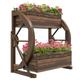 Outsunny Wooden Wagon Planter Box Decorative 2-Tier Raised Garden Bed