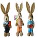 Clearance! MIARHB 3PCS Easter Bunny Rabbit Garden Statue Handmade Bunny Decor Easter Rabbit Decktop Ornament Bunny Tabletop Decoration Standing Bunny Statue Rabbit Doll Household Rushes