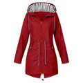 CHUOU Womens Rain Jacket With Hood Lightweight Long Sleeve Windbreaker Zip Up Drawstring Raincoat With Pockets