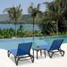 5 Adjustable Aluminium Polypropylene Outdoor 2 Chaise Lounge Chair and 1 Table in Blue - N/A