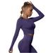 REORIAFEE Workout Tops for Women Long Sleeve Crew Neck Yoga Athletic Shirts Control Workout Gym with Thumb Hole Cool Dry Fitted Stretchy Tee Shirts 2024 Clothing Trendy Purple M