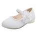 White Girls Sneakers Children Leather Single Shoes Fashion Pearl Big Flower Girl Small Leather Shoes Children Princess Shoes Small High Heeled Dance Shoes