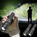 WJSXC Rechargeable Flashlight Very Bright 100000 Lumens Flashlight Battery Operated USB C Powerful Torch For Emergency Situations In Exposed Camps Black