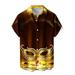 Fanxing Men Mardi Gras Shirt Hawaiian Shirts for Men Short Sleeve Printed Bowling Casual Button Down Collar Beach Shirt Big and Tall Carnival Shirts for Adult End Of Year Clearance Yellow XXXXXL