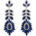 Women s Navy Blue Crystal Marquise Halo Chandelier Earrings - Wedding Bridal Dangle Earrings in Gold-Toned - Ideal Gift for Special Moments - Jewelry Maintenance Tips