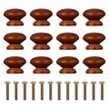 12pcs Round Wood Drawer with Screw Unfinished Cabinet Pulls Handles for Drawer Wardrobe Dresser Furniture Accessories