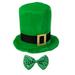 Luxalzxs St. Patrick s Day 2 Piece Green Velvet Top Hat and Sequin Bow Tie Set for Ireland Festive Party