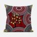 Boho Mandala Plant Indoor/Outdoor Pillow with Removable Cover in Red Black Yellow26x26