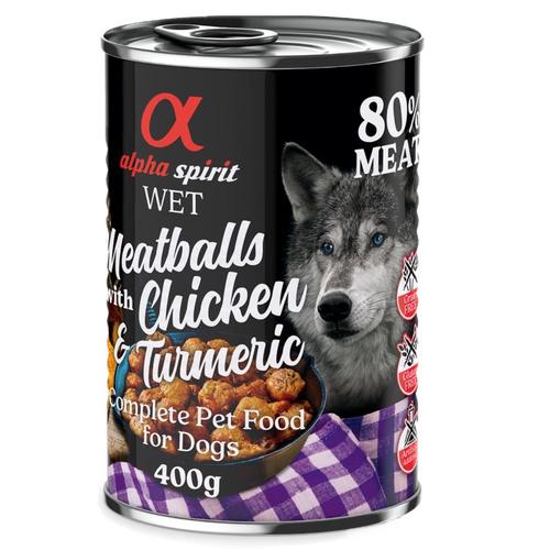 6x 400g Dog Meatballs Huhn & Kurkuma Alpha Spirit Hundefutter nass