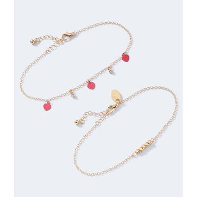 Aeropostale Womens' Charmed Anklet 2-Pack - Gold - Size ONE SIZE - Metal