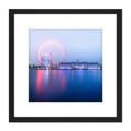 Warby London Eye Foggy Morning Cityscape Photo 8X8 Inch Square Wooden Framed Wall Art Print Picture with Mount