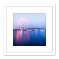 Warby London Eye Foggy Morning Cityscape Photo 8X8 Inch Square Wooden Framed Wall Art Print Picture with Mount