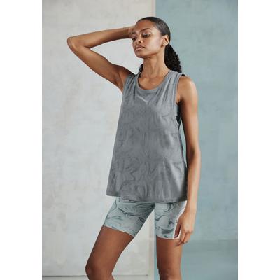 Funktionsshirt LASCANA ACTIVE, Damen, Gr. XS (32/34), grün, Obermaterial: 60% Baumwolle, 40% Polyester, unifarben, leicht transparent, sportlich, lässig geschnitten hüftlang, Rundhals, ohne Ärmel, Shirts, Sportshirt mit Rundhalsausschnitt und Logodruck Image